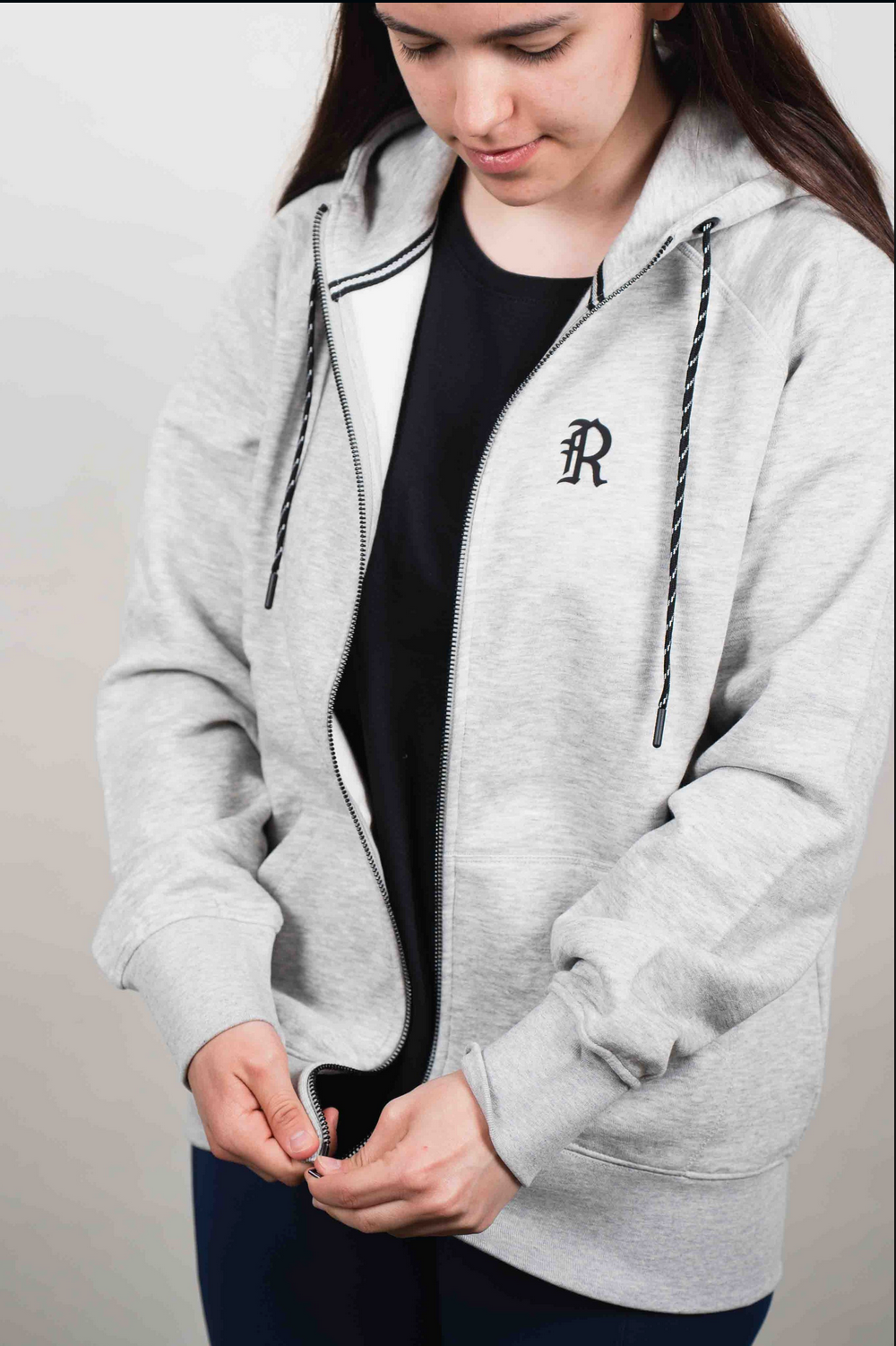 Damen Zip heather grey